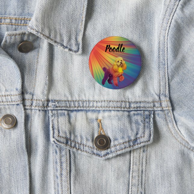 Regenbogen-Psychedelischer-Bunter-Pudel-Knopf Button (Beispiel)