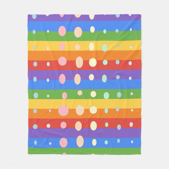 REGENBOGEN PUNKT STREIFEN FLEECEDECKE (Vorderseite)