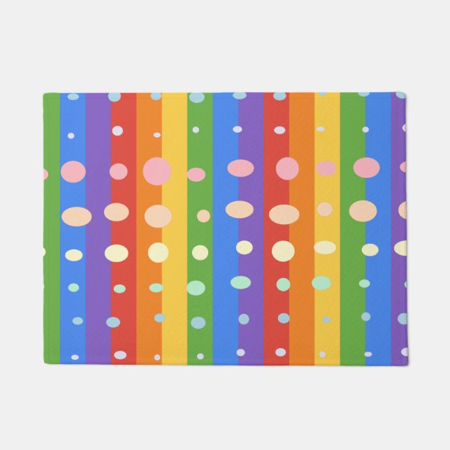 REGENBOGEN PUNKT STREIFEN FUßMATTE (Vorderseite)
