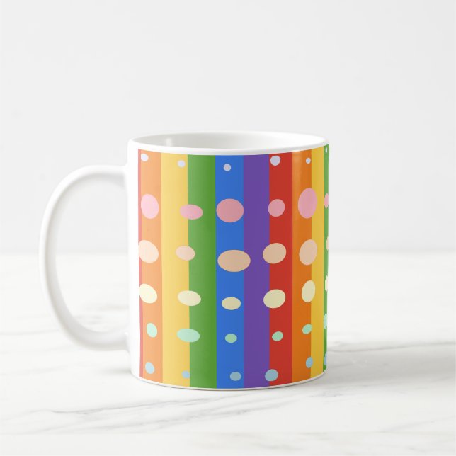 REGENBOGEN PUNKT STREIFEN KAFFEETASSE (Links)