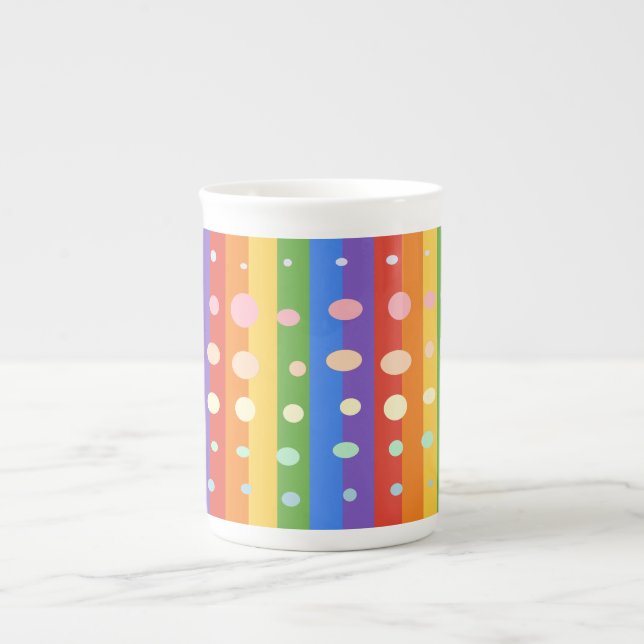 REGENBOGEN PUNKT STREIFEN PROZELLANTASSE (Vorderseite)