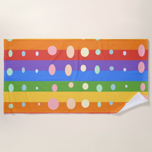 REGENBOGEN PUNKT STREIFEN STRANDTUCH (Vorderseite)