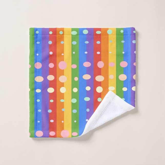 REGENBOGEN PUNKT STREIFEN WASCHLAPPEN (Waschlappen)