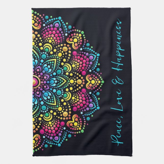 Regenbogen-Punktbemalte Mandala Geschirrtuch (Vertikal)