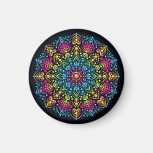 Regenbogen-Punktbemalte Mandala Magnet