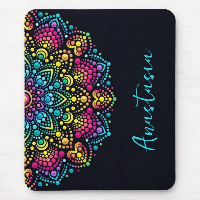 Regenbogen-Punktbemalte Mandala Mousepad (Vorne)