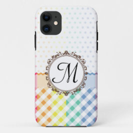 Regenbogen-Punkte-Karos und Streifen mit Monogramm Case-Mate iPhone Hülle