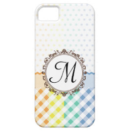Regenbogen-Punkte-Karos und Streifen mit Monogramm Case-Mate iPhone Hülle