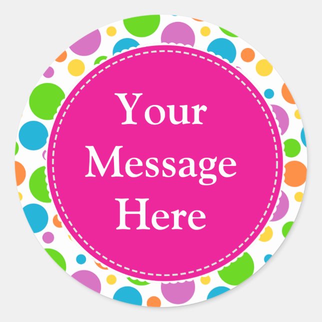 Regenbogen-Punkte Runder Aufkleber (Vorderseite)