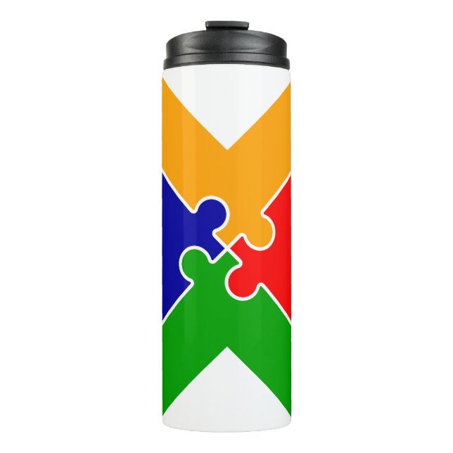 Regenbogen-Puzzle-Buchstabe X-Monogramm Thermosbecher (Vorderseite)