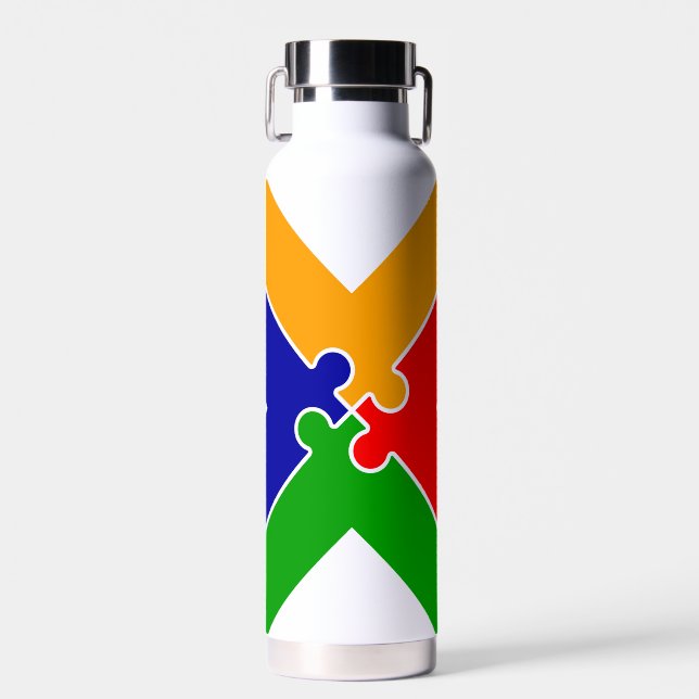 Regenbogen-Puzzle-Buchstabe X-Monogramm Trinkflasche (Vorne)