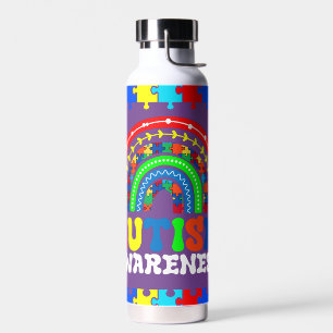 Regenbogen-Puzzle-Wasserflasche für Autismus-Bewus Trinkflasche
