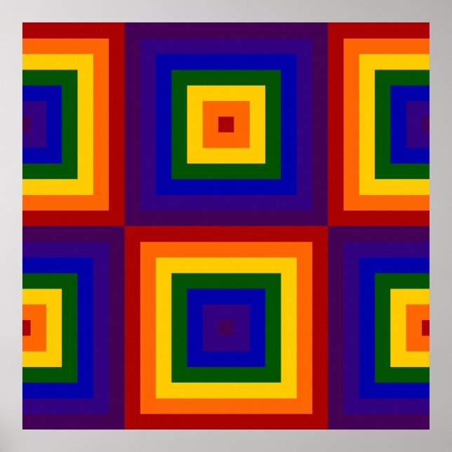Regenbogen-Quadrat-Muster Poster (Vorne)