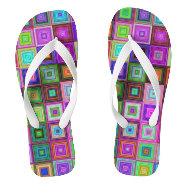 Regenbogen-Quadrate Erwachsene Flip-Flops Flip Flops (Fußbett)