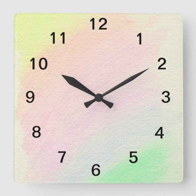 Regenbogen - quadratische wanduhr (Vorderseite)