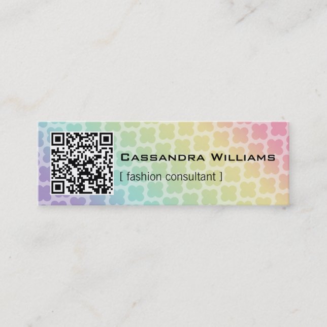 Regenbogen Quatrefoil QR CODE MiniVisitenkarten Mini Visitenkarte (Vorderseite)