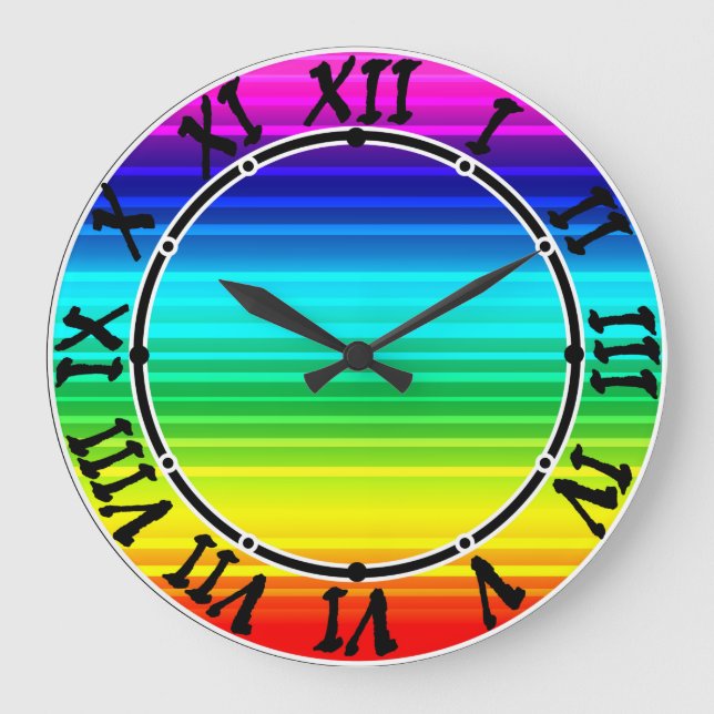 Regenbogen-Rainbow-Acryl, LBGT, Regenbogendekor Große Wanduhr (Vorderseite)