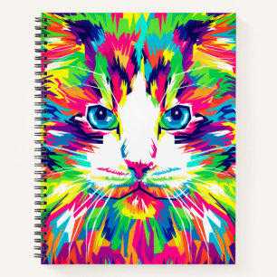 Regenbogen-Rebell-Katzen-Pop-Art-Notizbuch Notizbuch