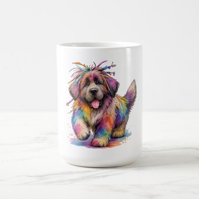 Regenbogen-Rebell-Wasserfarbe Newf Kaffeetasse (Mittel)