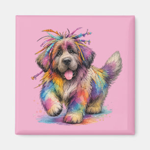 Regenbogen-Rebell-Wasserfarbe Newf Magnet