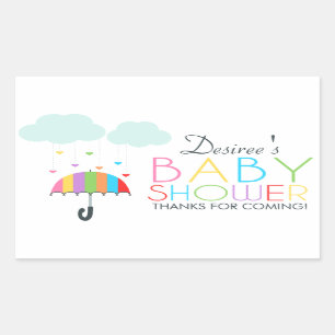 Regenbogen-Regenschirm-Person-Babyparty Rechteckiger Aufkleber