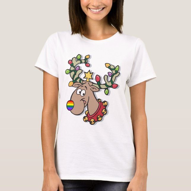 Regenbogen-Ren T-Shirt (Vorderseite)