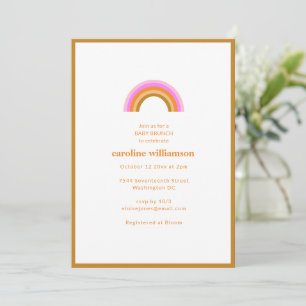 Regenbogen Retro Boho Rosa Orange Baby Brunch Dusc Einladung