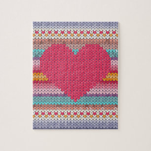 Regenbogen-Retro-Herzen-falsche Wollstrick-Valenti Puzzle