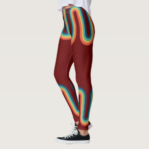 Regenbogen-Retro-Streifen im Vintage-Stil Leggings