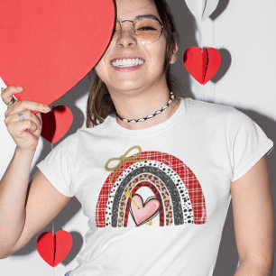 Regenbogen Retro Valentinstag Liebesherz T-Shirt