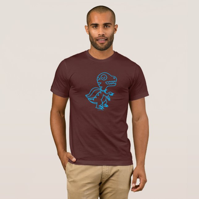 Regenbogen Rex T-Shirt: Blau T-Shirt (Vorne ganz)