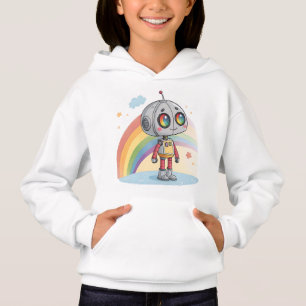 Regenbogen-Roboter-Cartoon-Charakter-T-Shirt-Desig Hoodie