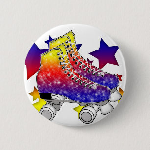 Regenbogen Rollerskates Button