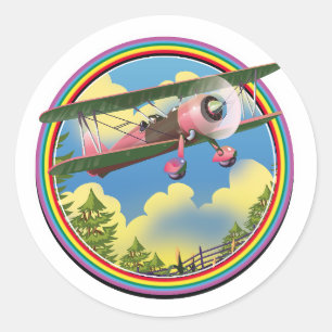 Regenbogen Rosa Doppeldecker-Logo Runder Aufkleber