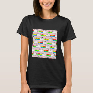 Regenbogen rosa Hintergrund mit Katze T-Shirt