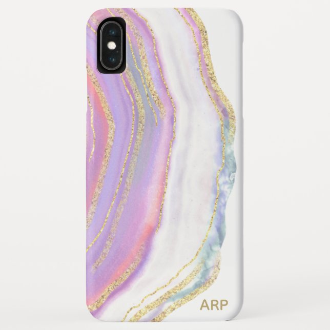 *~* Regenbogen Rosa Weiße Agate Gold Glitzer Paste Case-Mate iPhone Hülle (Rückseite)