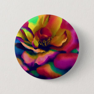 Regenbogen-Rose Button