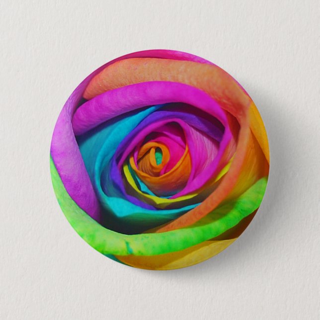 Regenbogen-Rose Button (Vorderseite)