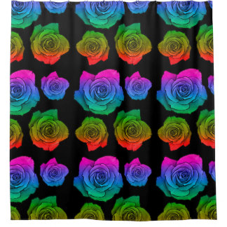 Regenbogen Rose Neonmuster Duschvorhang