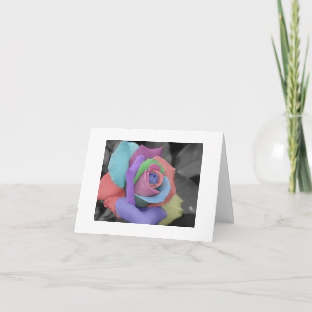 Regenbogen-Rose Notecard. Karte (Vorderseite)
