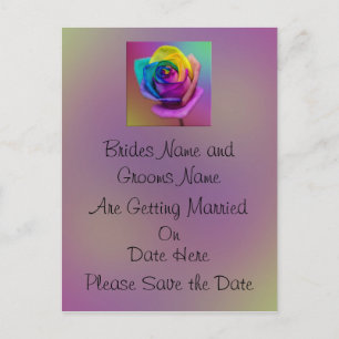 Regenbogen-Rosen-Blume, die Save the Date Wedding Ankündigungspostkarte