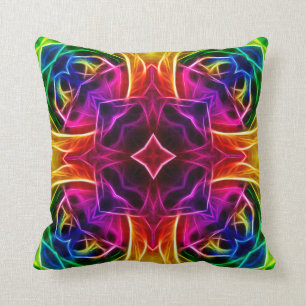 Regenbogen-Rosen-Kaleidoskop Kissen