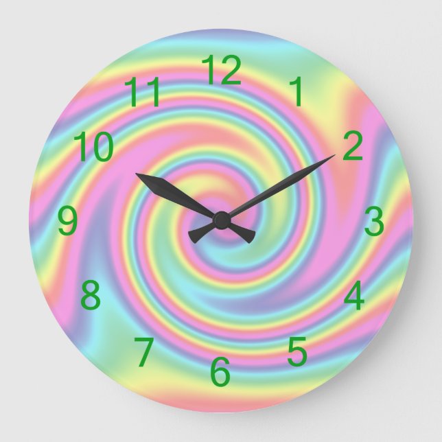 Regenbogen-Rotation Große Wanduhr (Vorderseite)