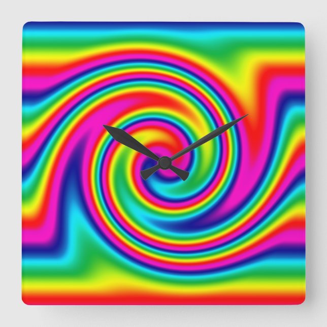 Regenbogen-Rotation Quadratische Wanduhr (Vorderseite)