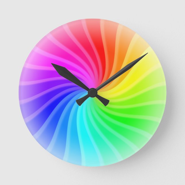 Regenbogen-Rotation Runde Wanduhr (Vorderseite)