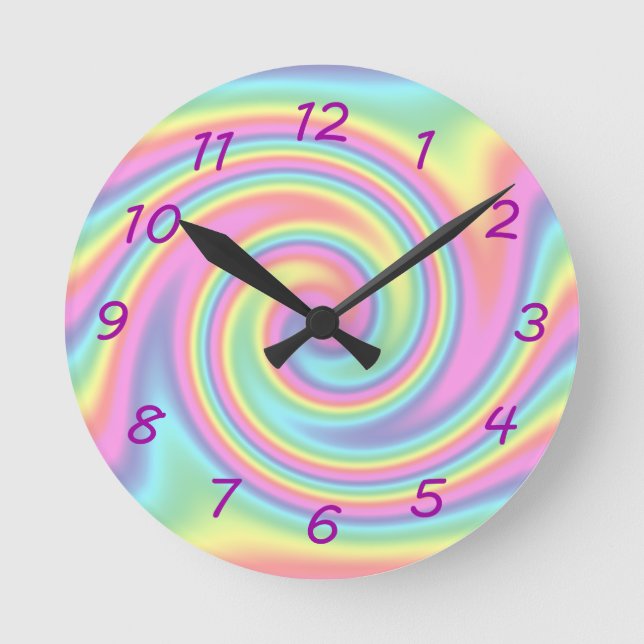 Regenbogen-Rotation Runde Wanduhr (Vorderseite)