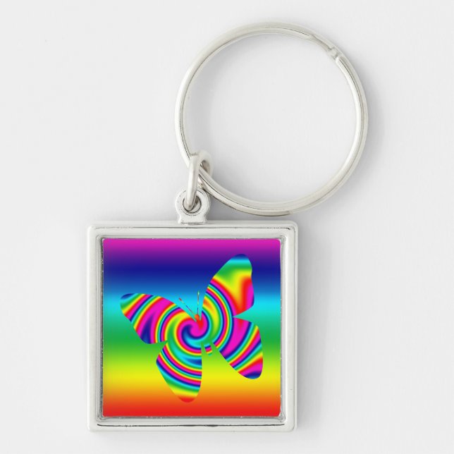 Regenbogen-Rotations-Schmetterling Schlüsselanhänger (Vorne)