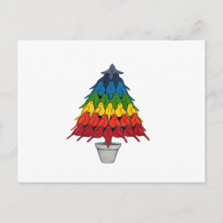 Regenbogen-Rotkehlchen-Weihnachtsbaum Feiertagspostkarte