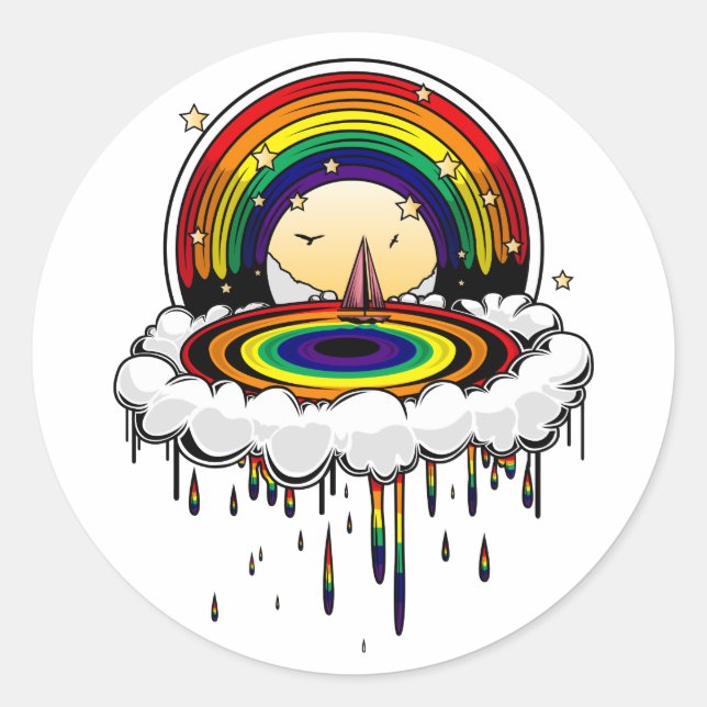 Regenbogen Runder Aufkleber (Vorderseite)
