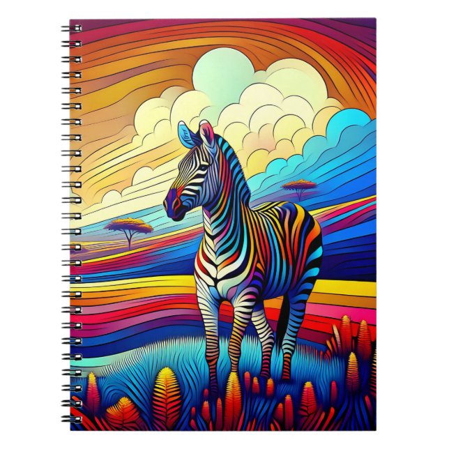 Regenbogen-Safari-Zebra-Notizbuch Notizblock (Vorderseite)